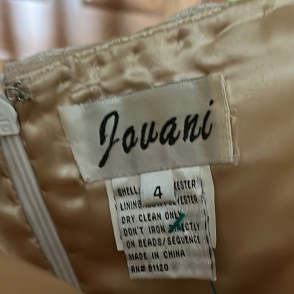 Jovani Strapless Cream Embroidered White Floral Appliqué Gown - Picture 5 of 8